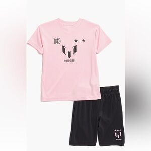 Messi kids short sleeve top with mesh shorts set size 2T. Nwt